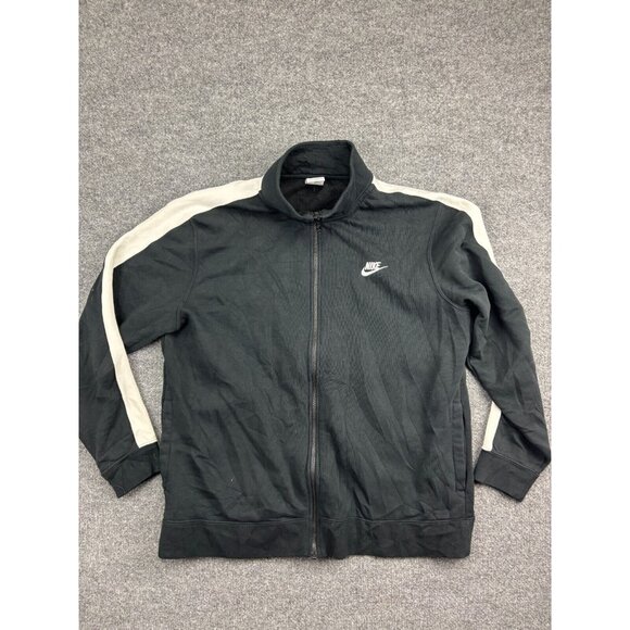 Nike Sportswear Club Fleece Track Jacket Men's XL Black/ White Full-Zip - Picture 1 of 7